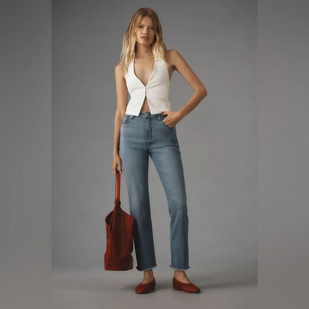 NWOT Good American x Anthropologie Good Straight High-Rise split pocket Jeans